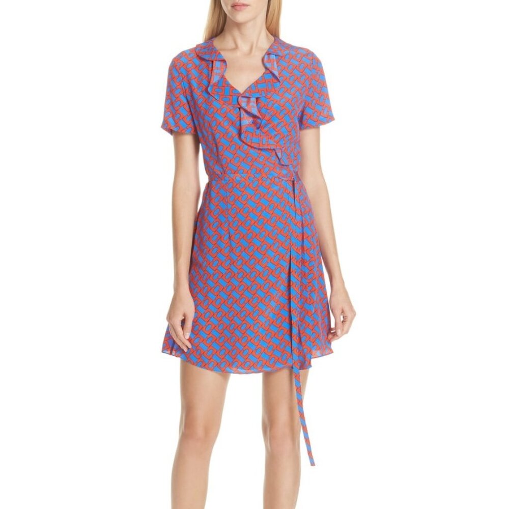 Diane Von Furstenberg Savilla Wrap Dress in Cobalt Chainlink Size 8